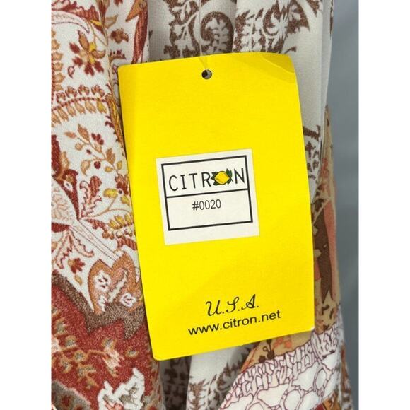 CITRON SANTA MONICA Sz M Medium Cupra Pullover Top Red Orange Print NWT - Picture 3 of 9